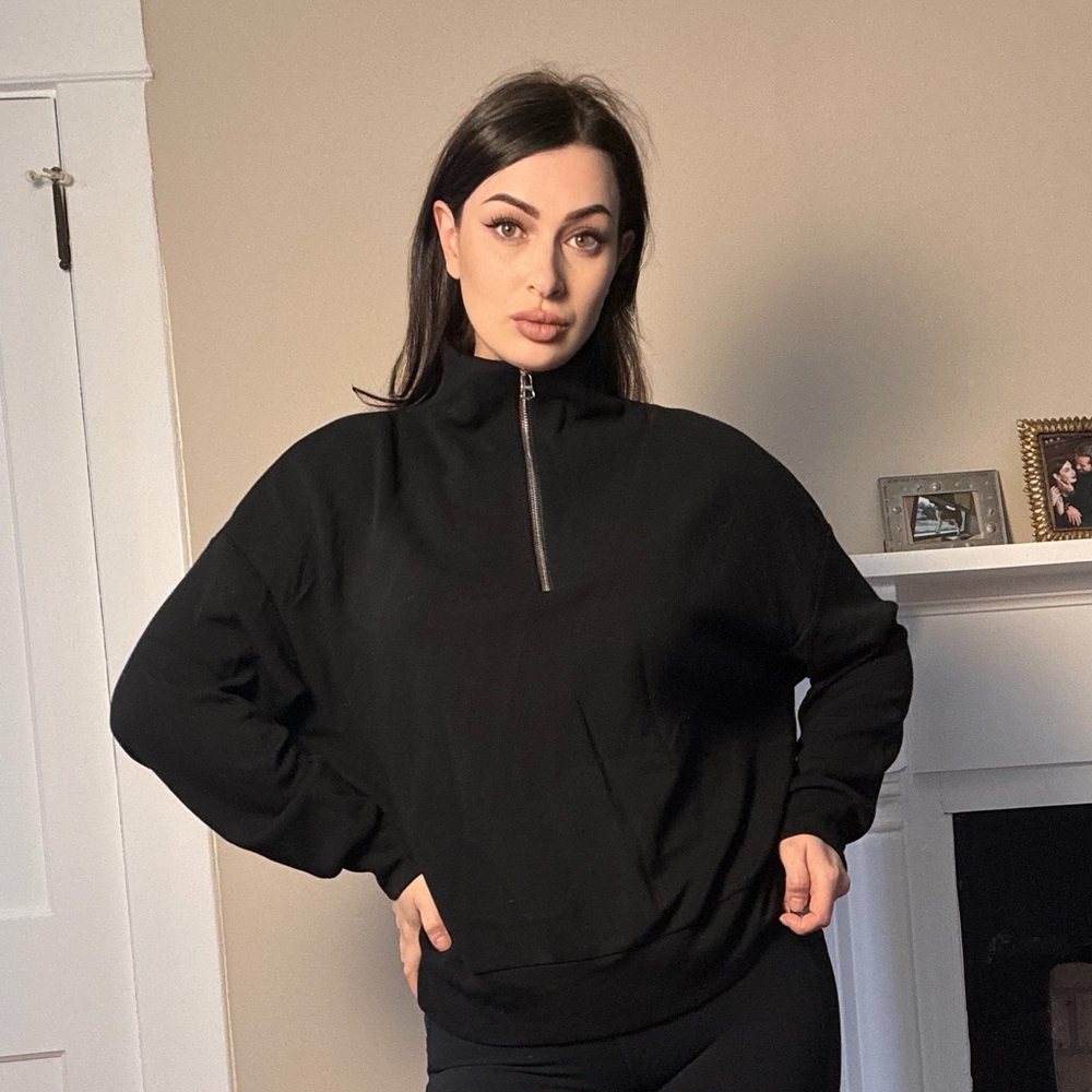 Varley DoubleSoft Black Half Zip Pullover Sweatsh… - image 2